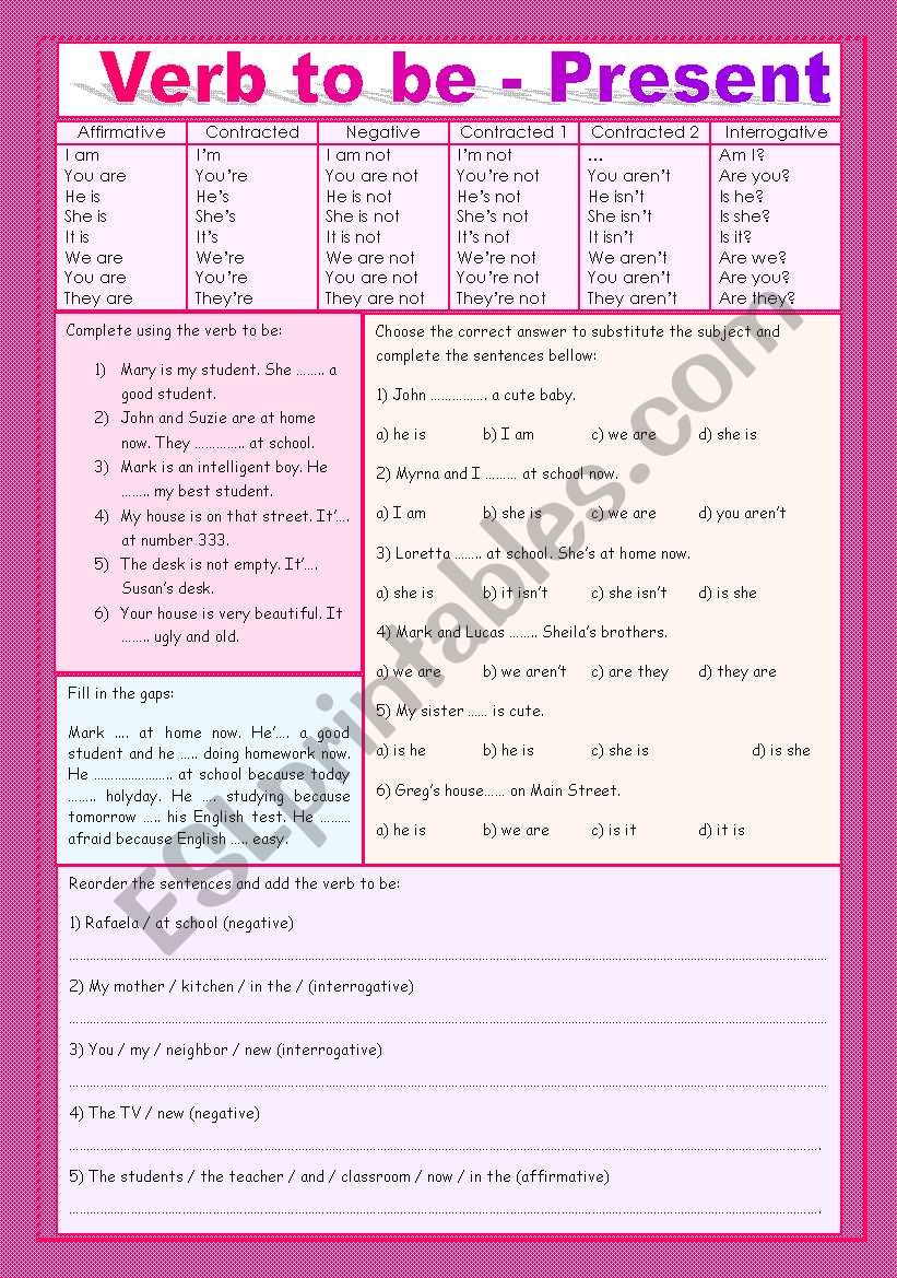 Verb to be - Present worksheet