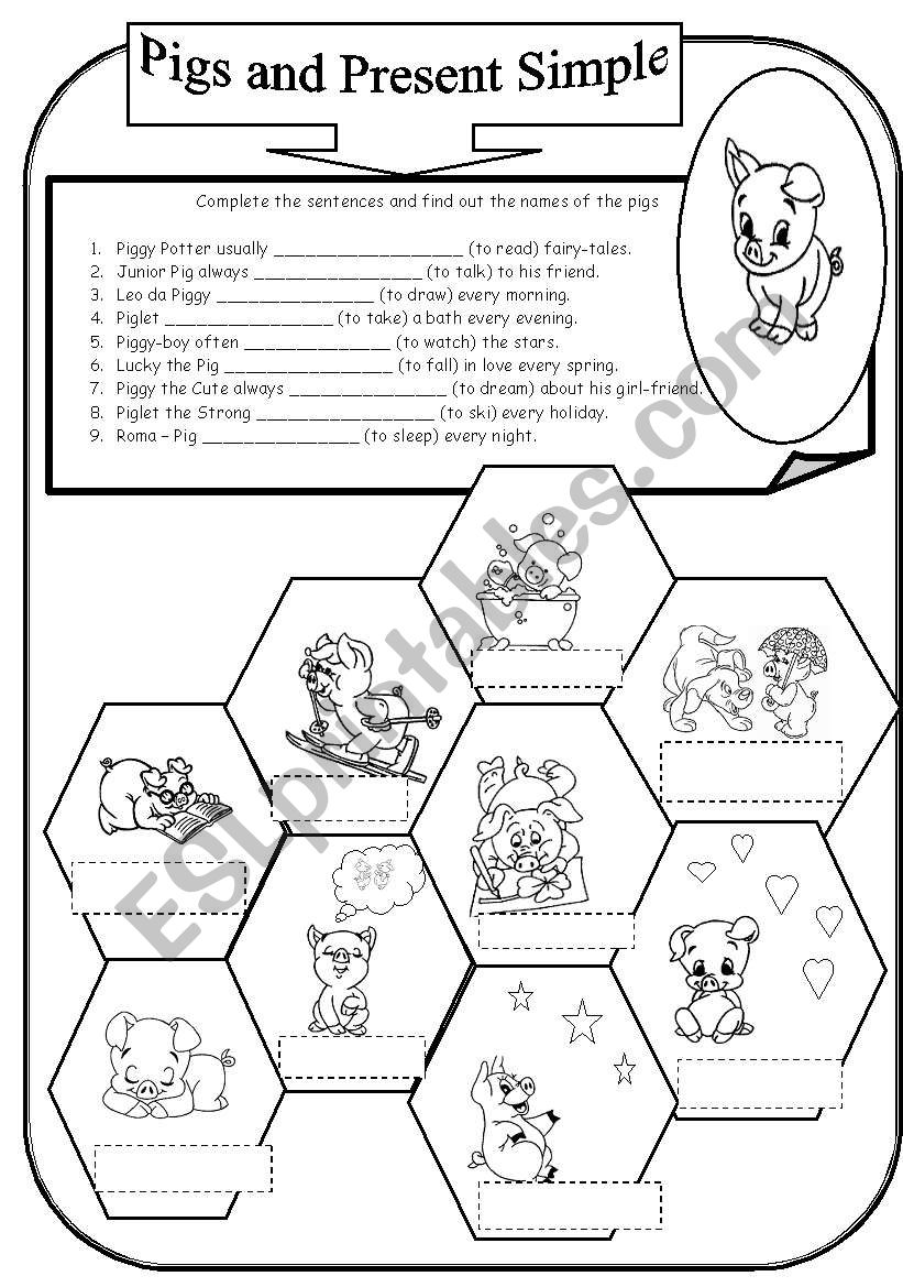 Pigs and Present Simple worksheet