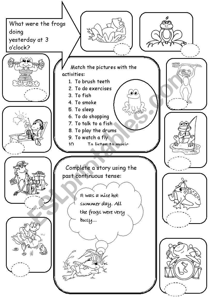 Frogs and Past Continuous worksheet