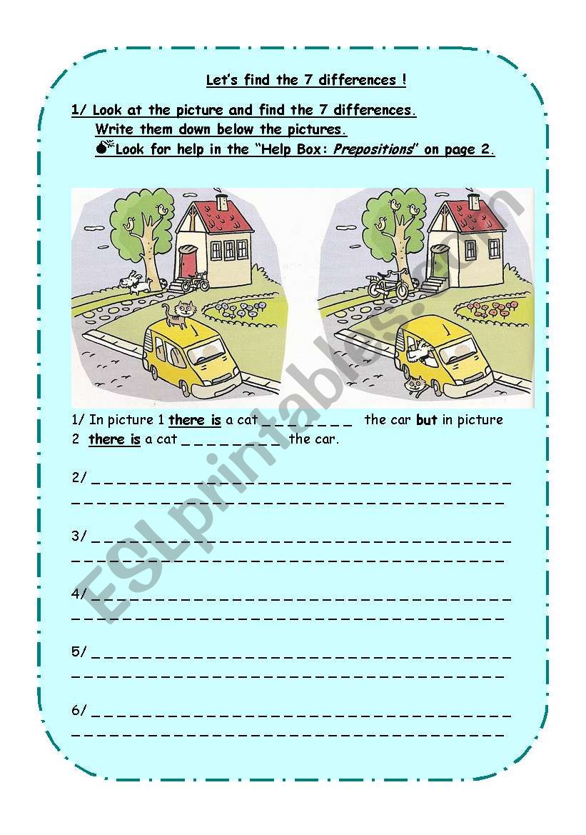 Find 7 Differences_There-is/There-are & Preposit of Place(2 PAGES)
