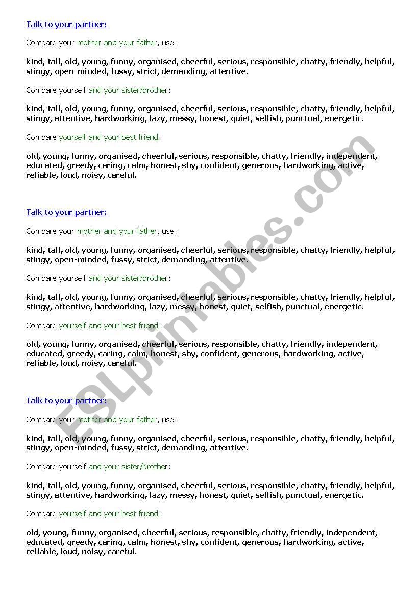 Compare People Speaking Practice