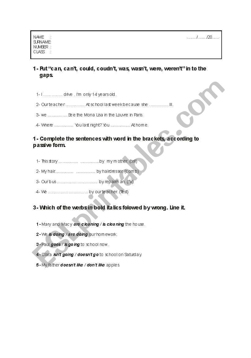 activity 1 worksheet