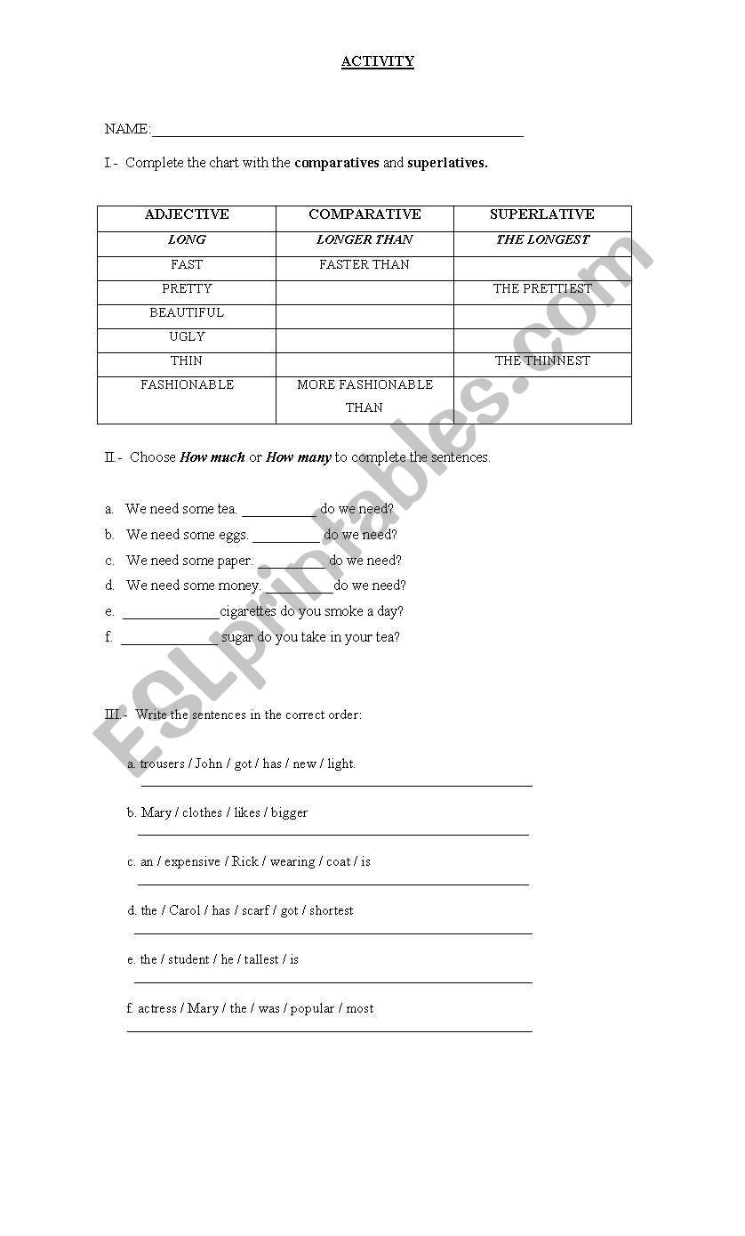 DIAGNOSTIC TEST worksheet