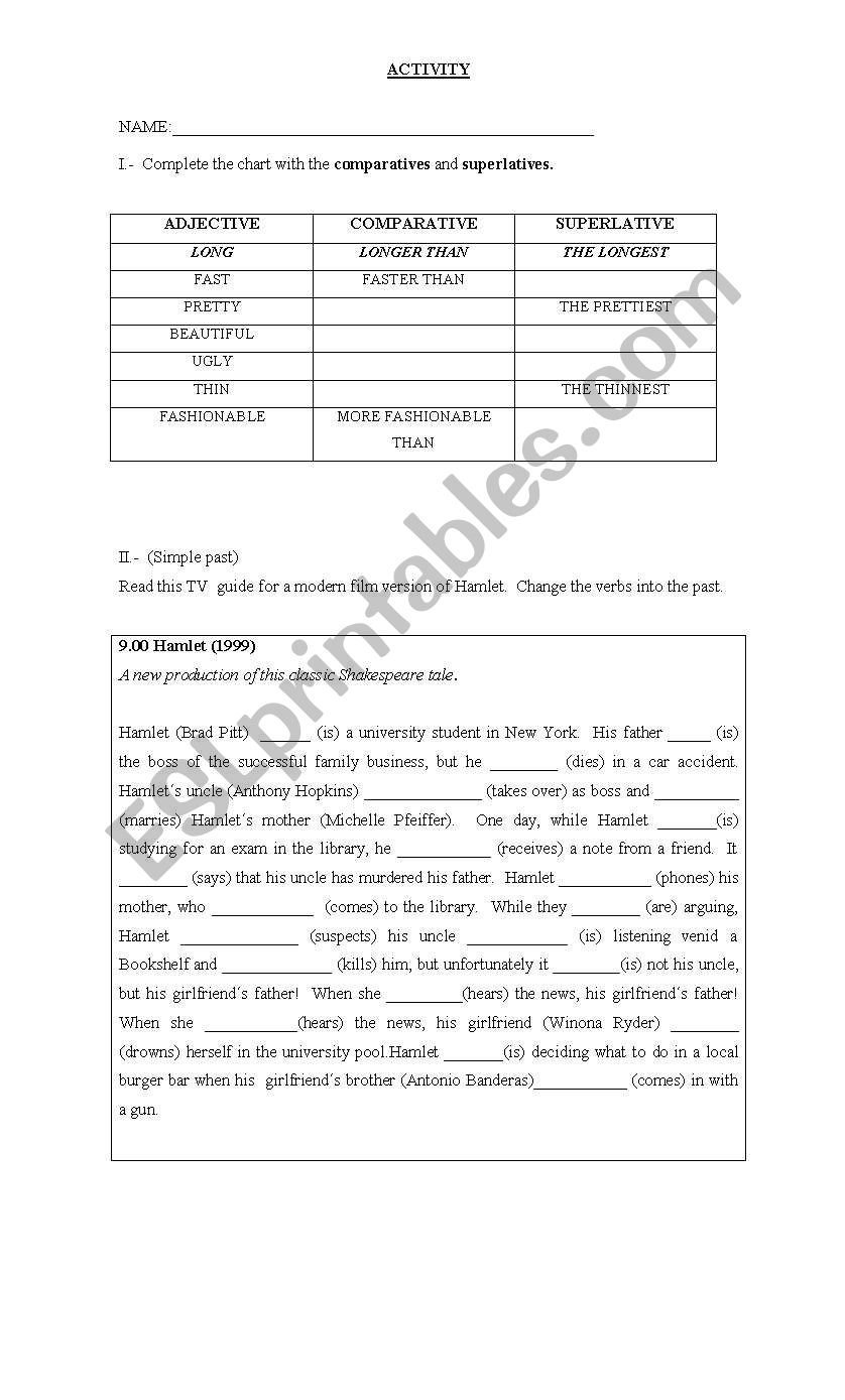 DIAGNOSTIC TEST worksheet