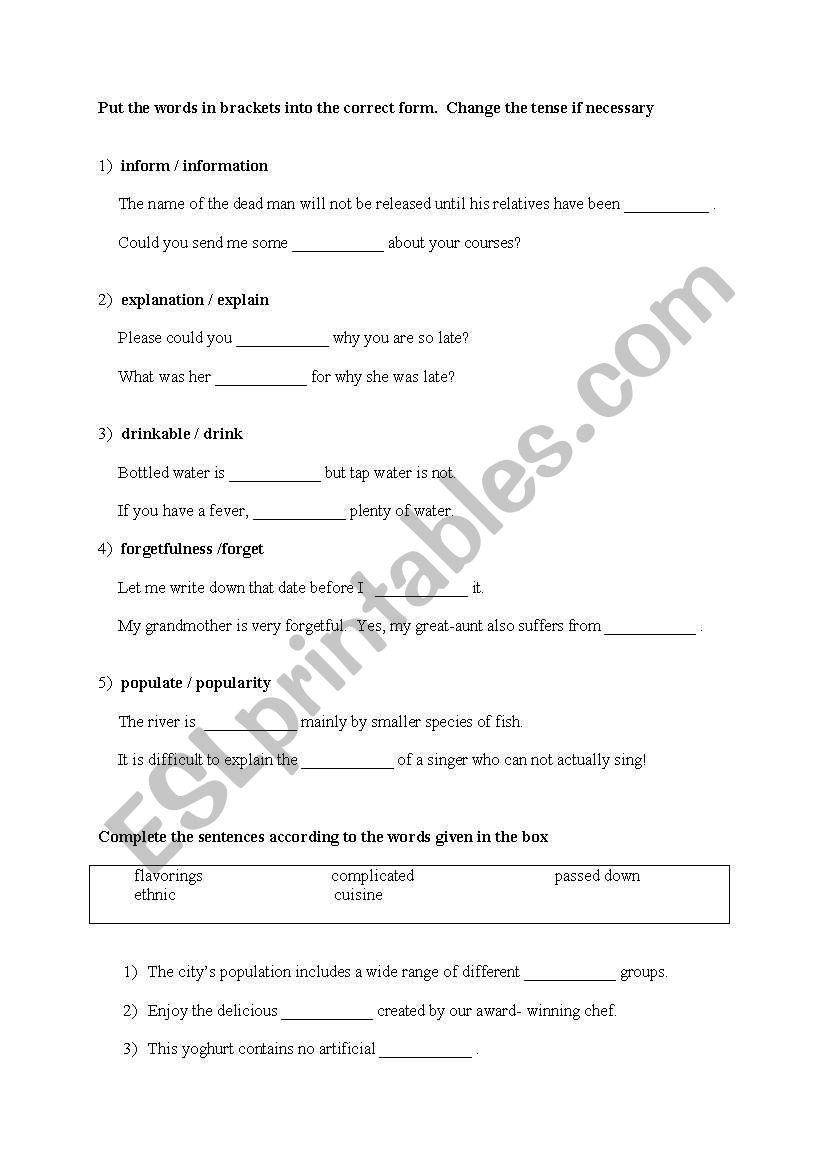 examples about suffixes worksheet
