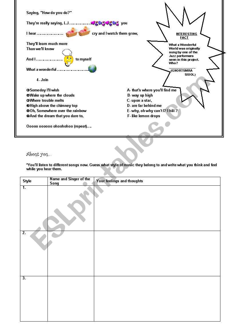 Music that Rocks 6/6  worksheet