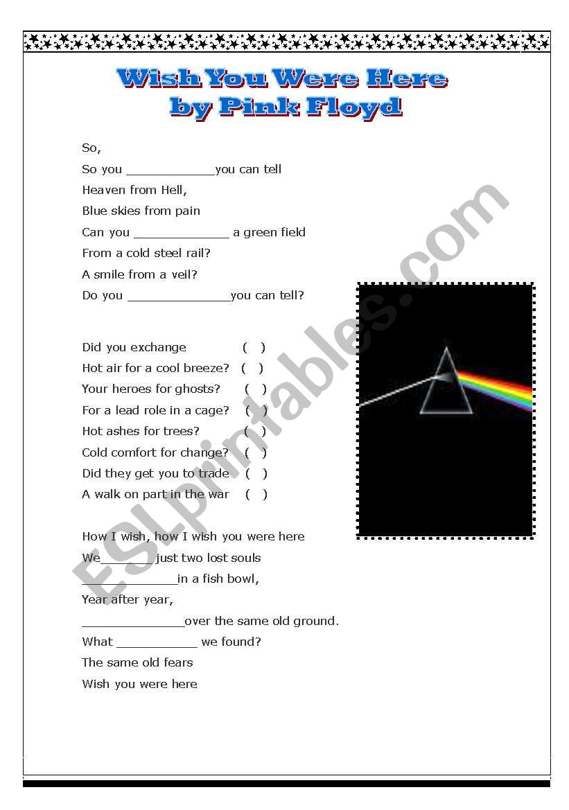 wish you were here worksheet