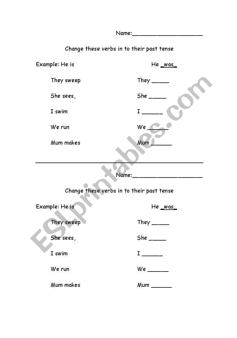 verb tenses worksheet