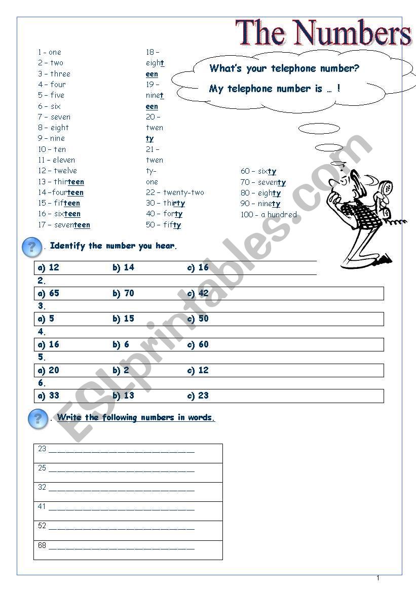 the numbers worksheet