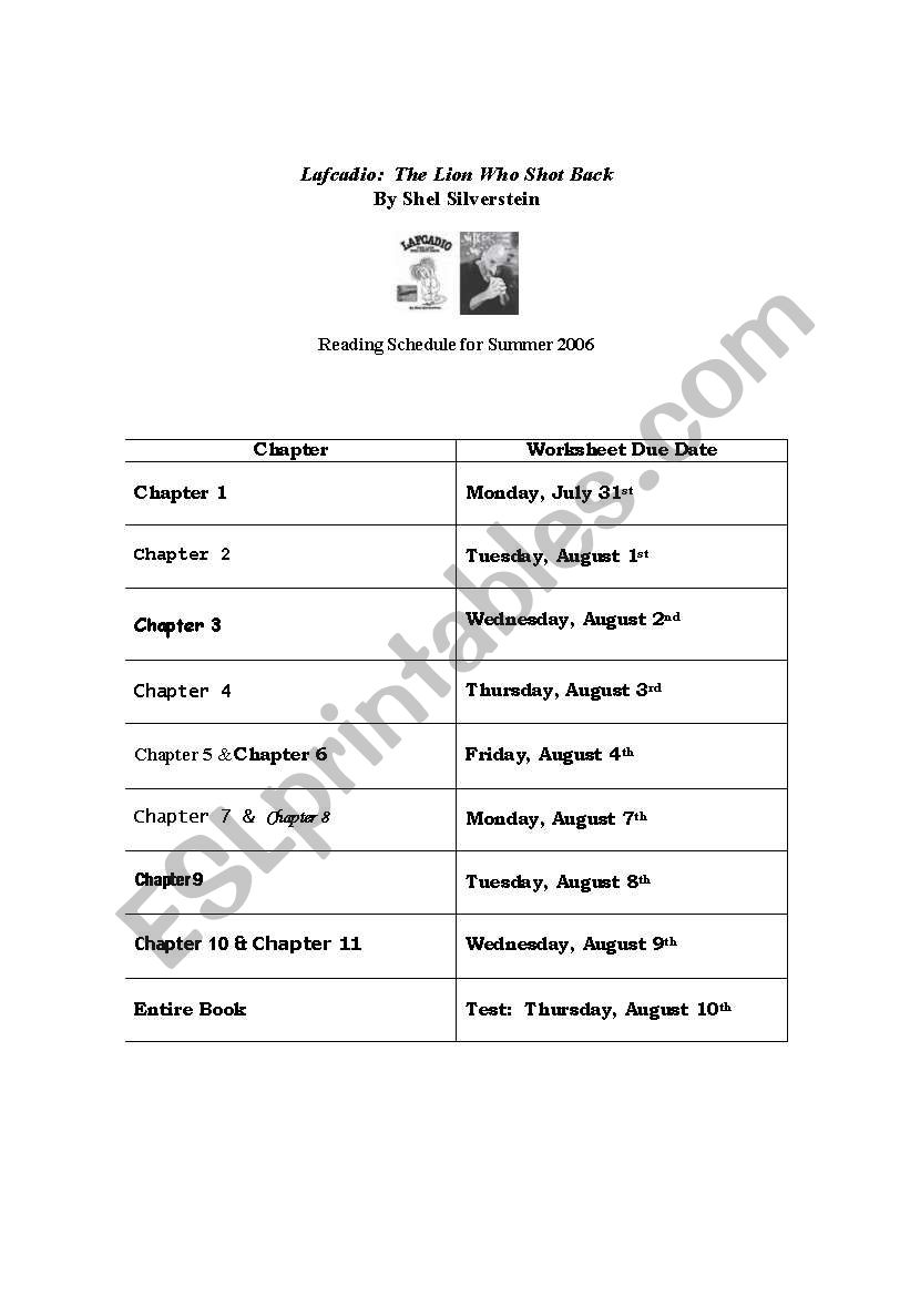 Comprehension/Discussion Questions Lafcadio by Shel Silverstein