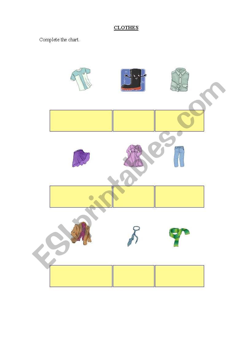 clothes worksheet