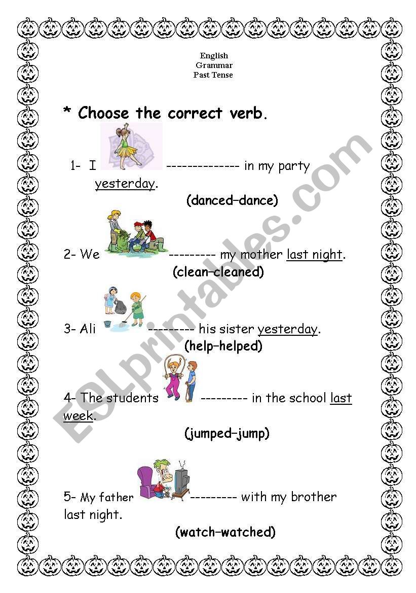 reglar verb worksheet