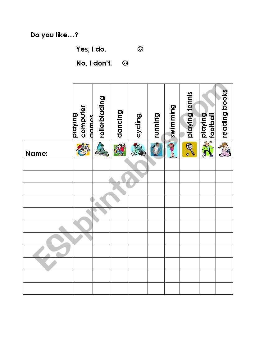 Do you like...? worksheet