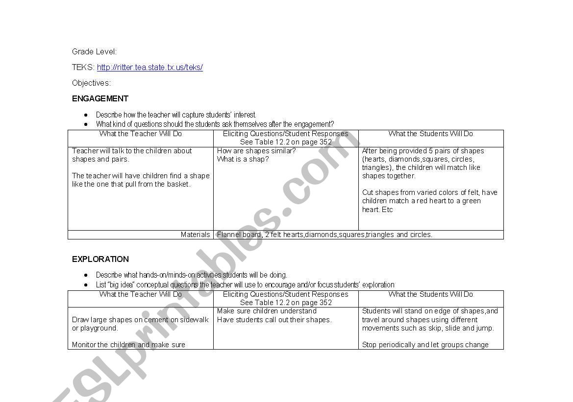 lesson plan worksheet