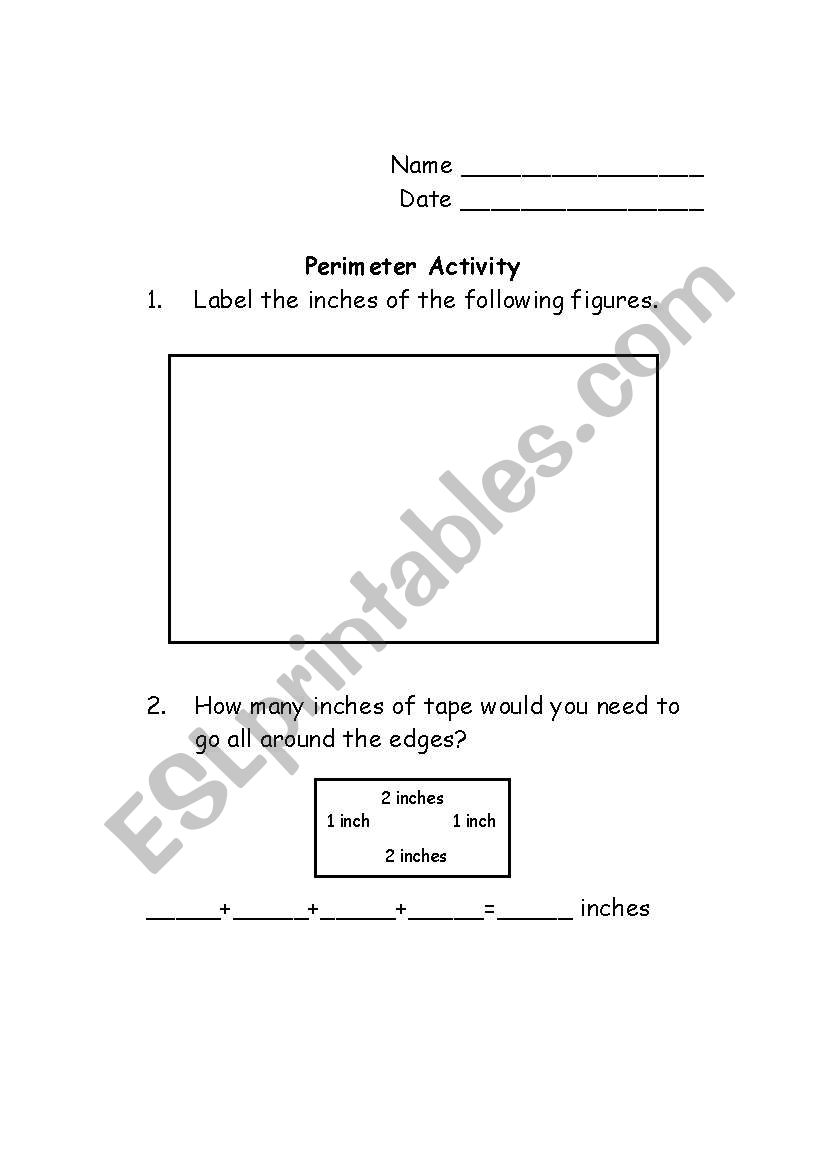 Perimeter Activity worksheet