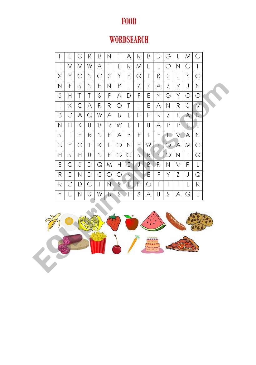 Food Wordsearch worksheet