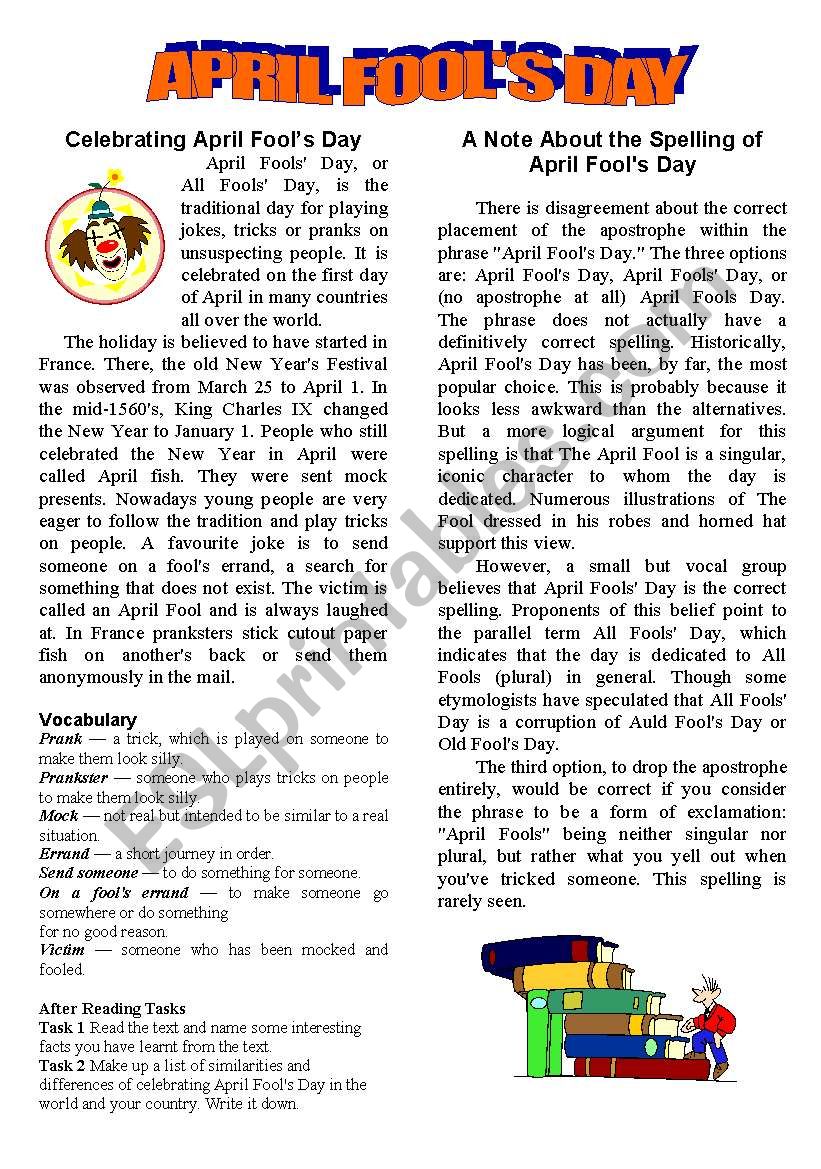 The history of April Fool´s Day and some notes on the spelling of the holiday´s name ESL