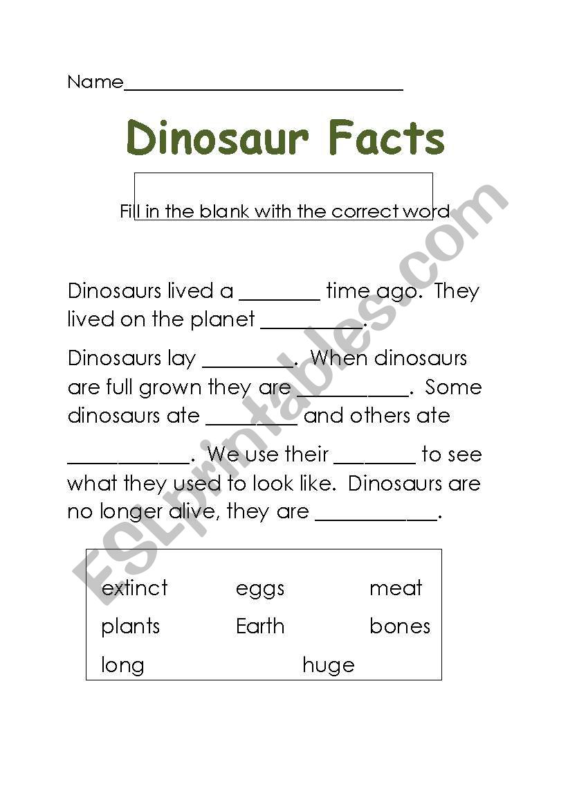 dino facts worksheet