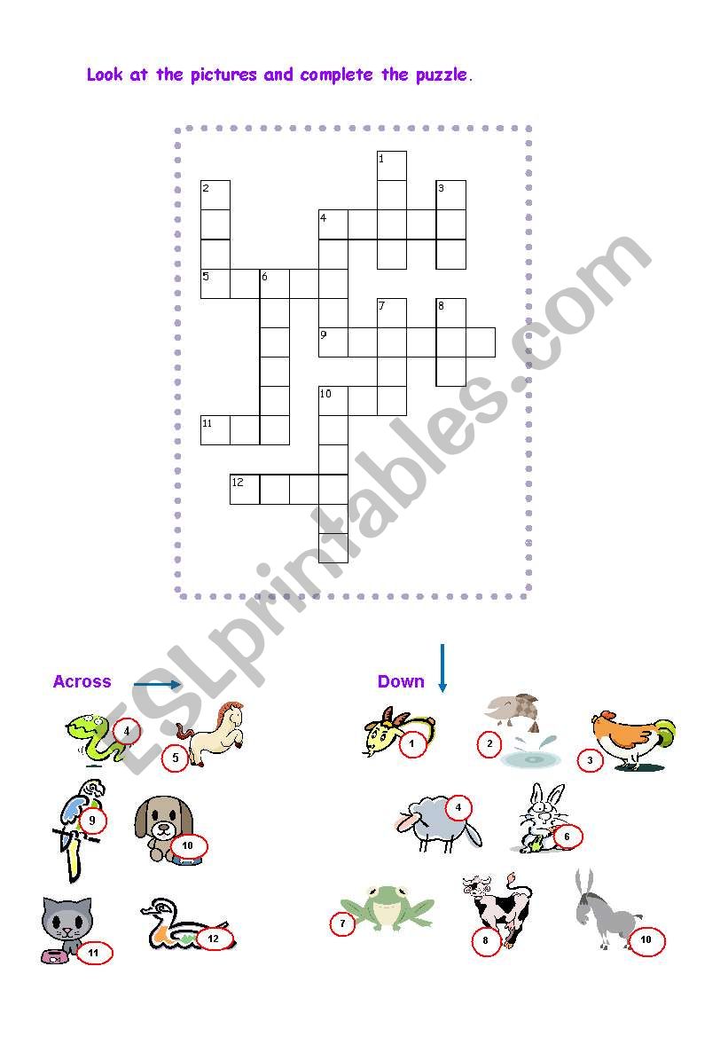 Puzzle -  ANIMALS worksheet