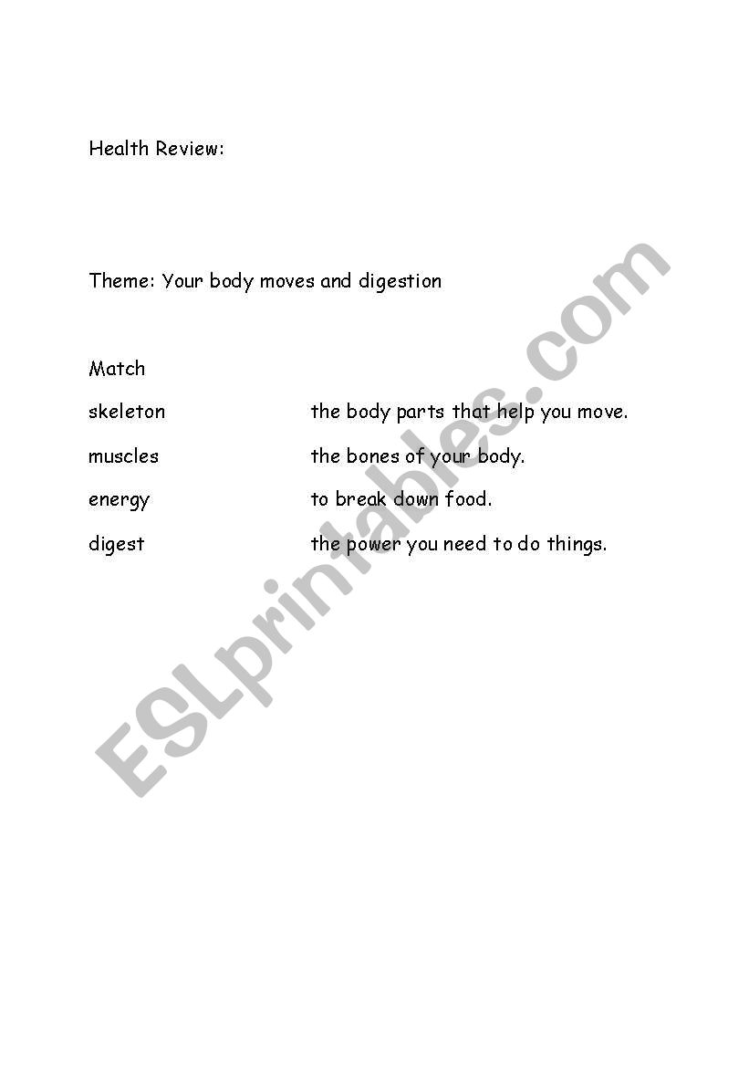 Health Review - Parts of the body (muscles and skeleton)