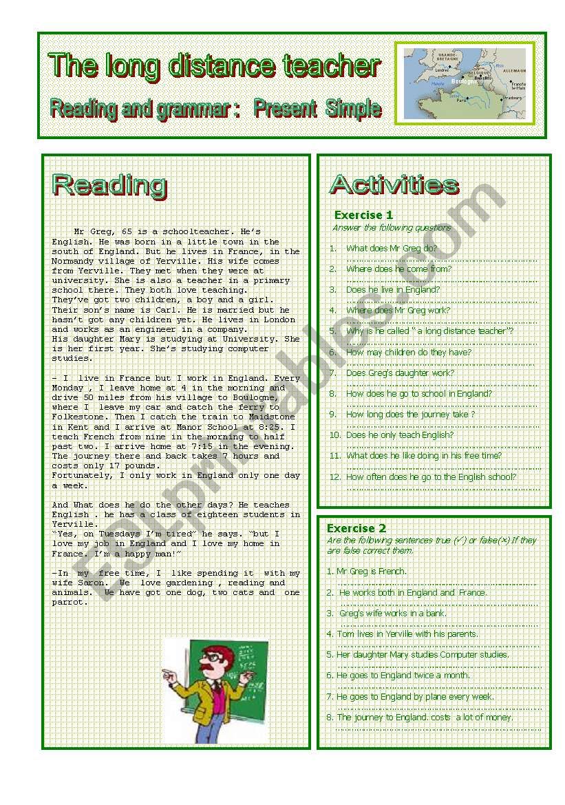 THE LONG DISTANCE TEACHER : READING AND GRAMMAR Seriers NÂº 2