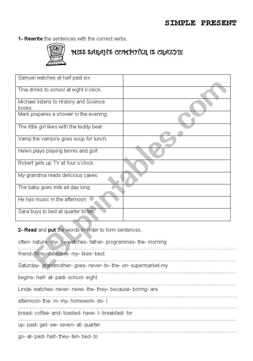 Simple Present   worksheet