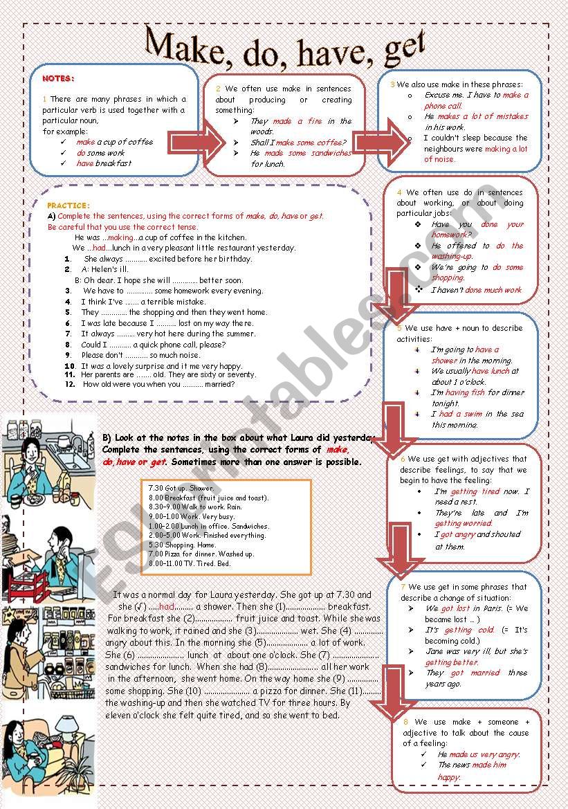 make,do,have,get  worksheet