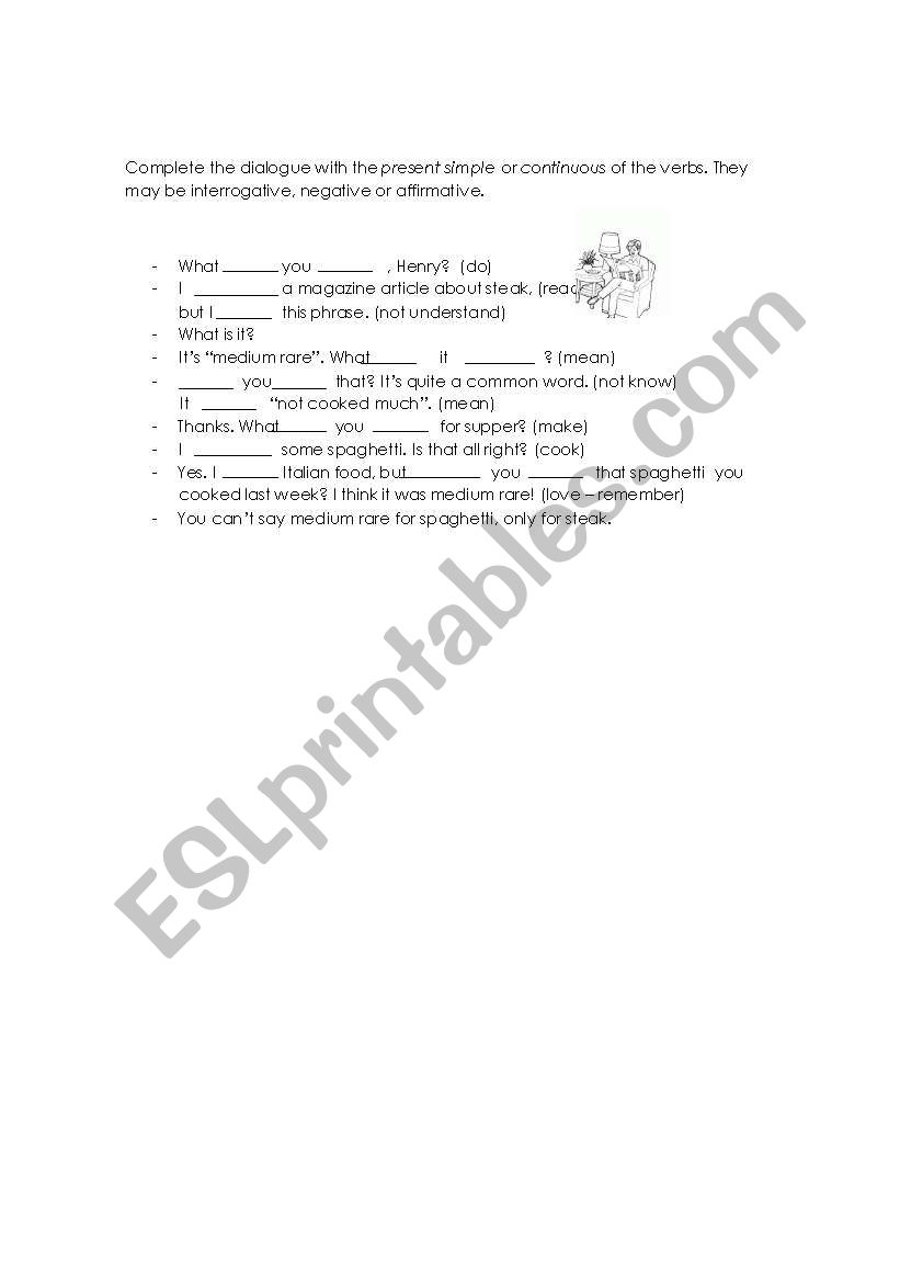 Present simple or continuous worksheet