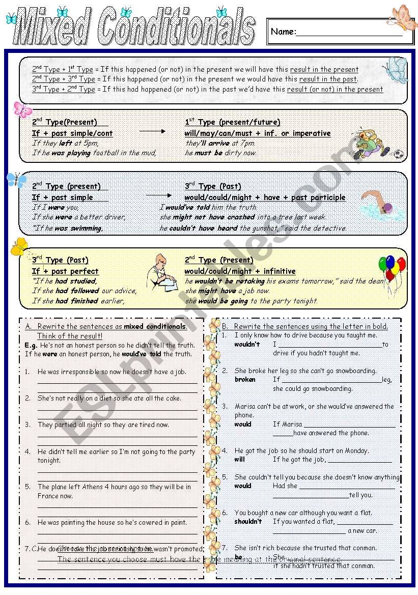 Conditionals: Mixed types worksheet