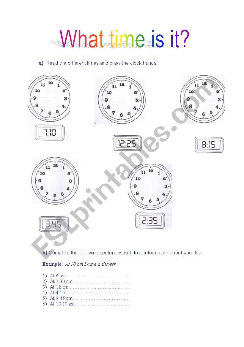 The Time worksheet