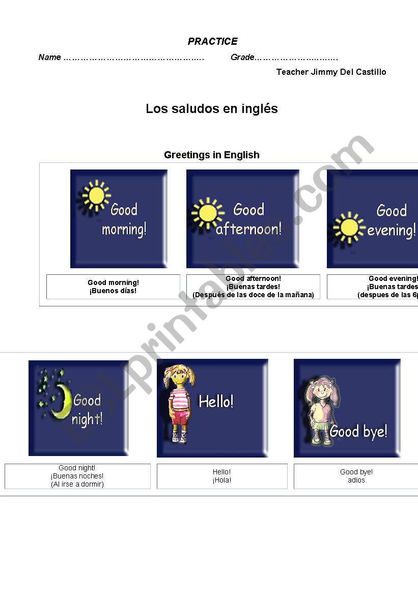 greetings worksheet