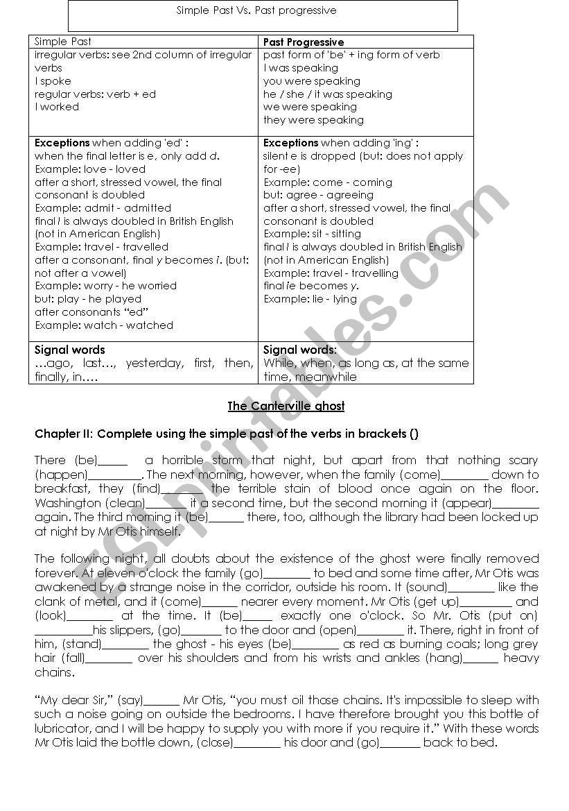 Simple Past or progressive worksheet
