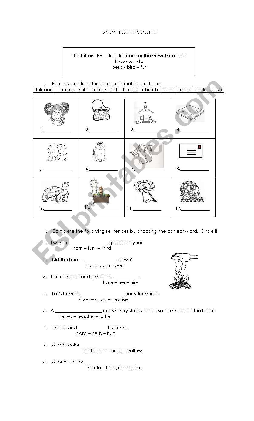 ER -IR -UR worksheet