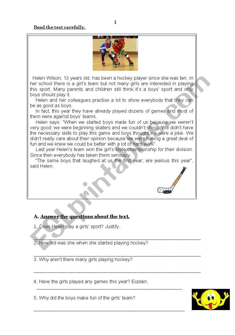 SPORTS worksheet