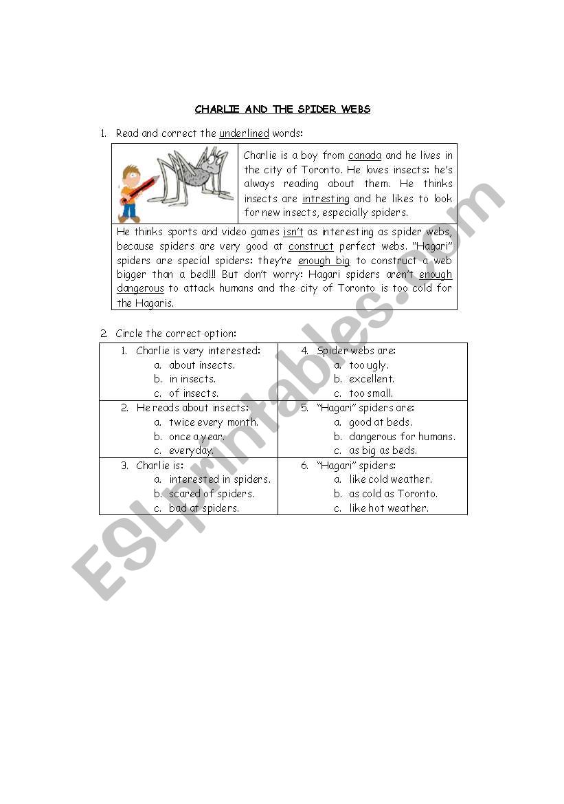 Reading: prepositions worksheet