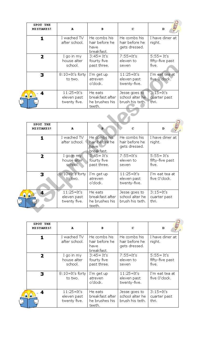 Spot the mistakes-Game-like activity for revision