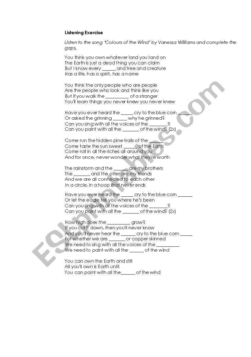 Listening Activity worksheet
