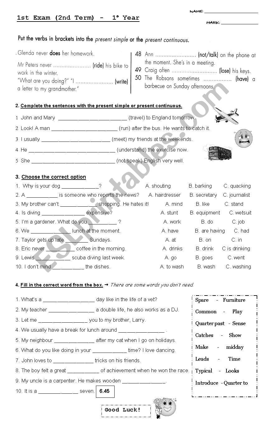 Quiz or Practise sheet worksheet