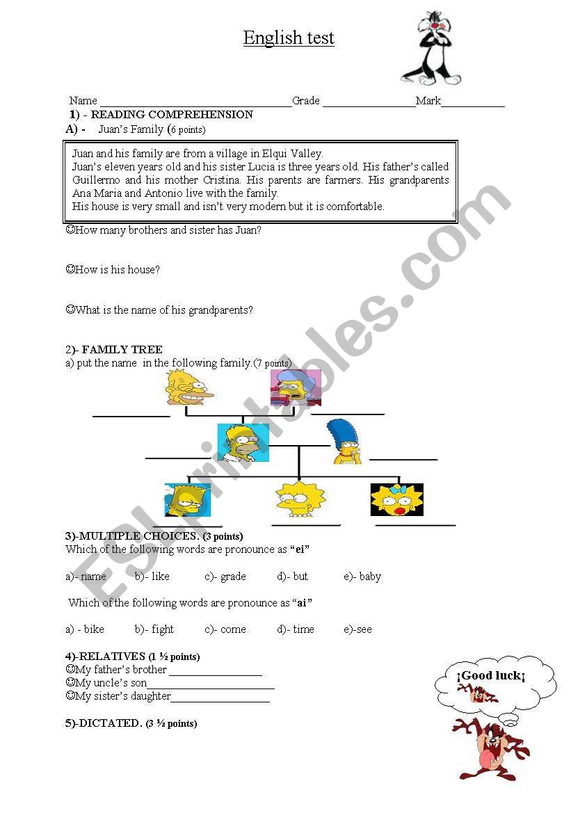 family worksheet