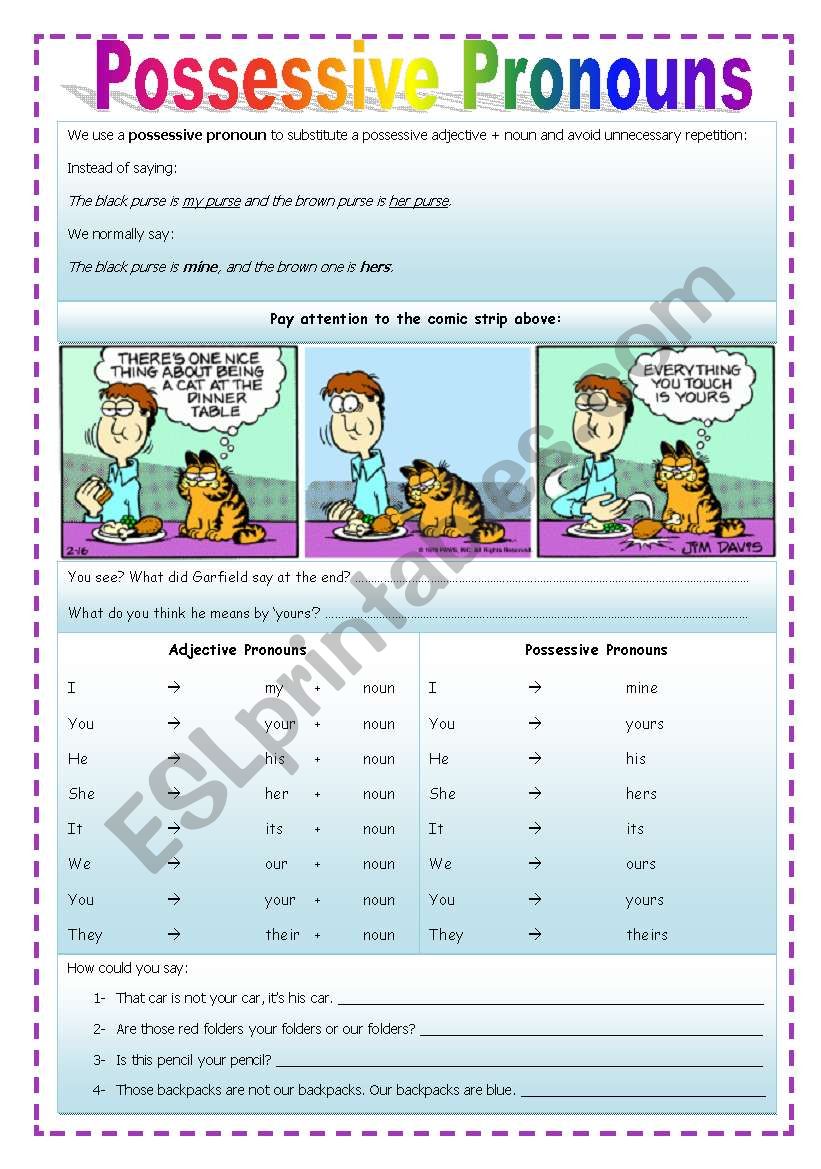 Possessive Pronouns worksheet