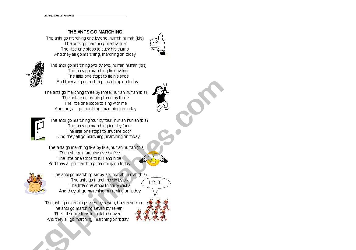 The ant go marching worksheet