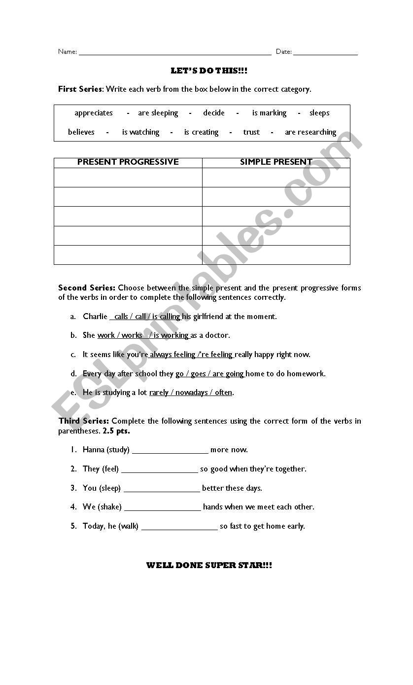 simple present - present progressive