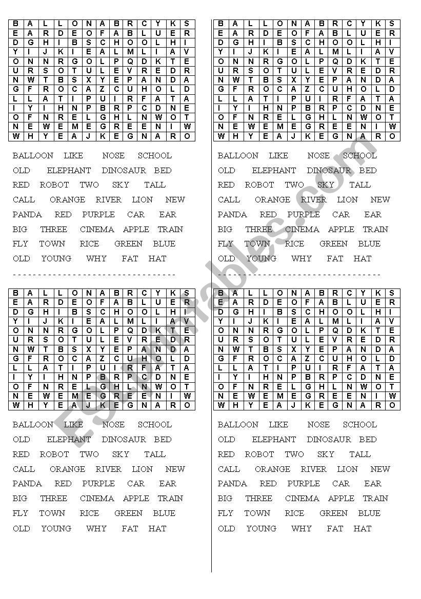general vocabulary wordsearch worksheet