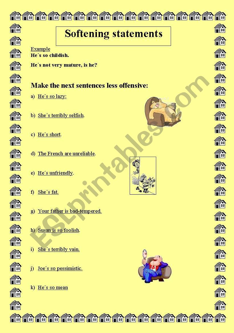 SOFTENING STATEMENTS worksheet