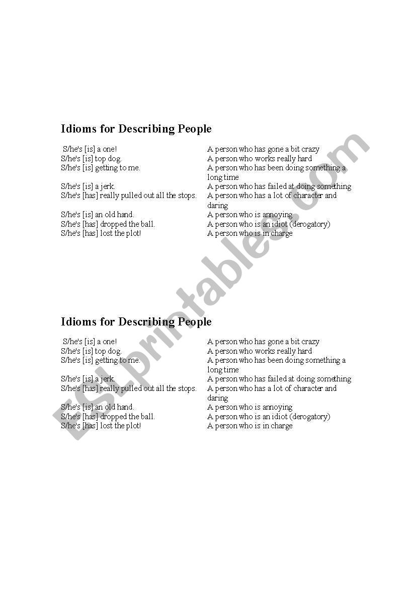 idioms worksheet