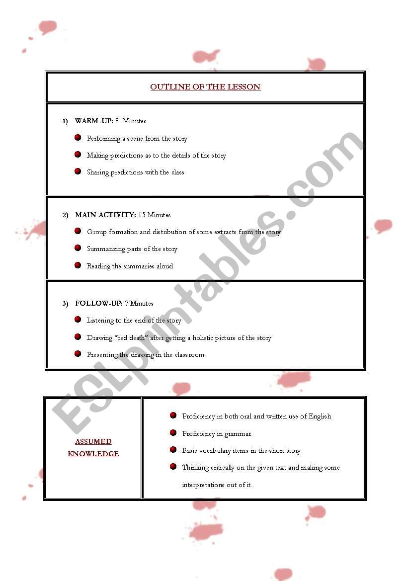 The Masque of the Red Death worksheet