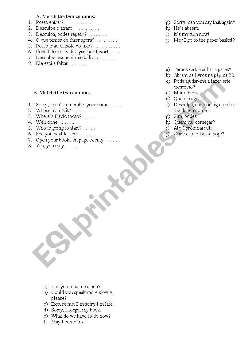 diagnostic test worksheet