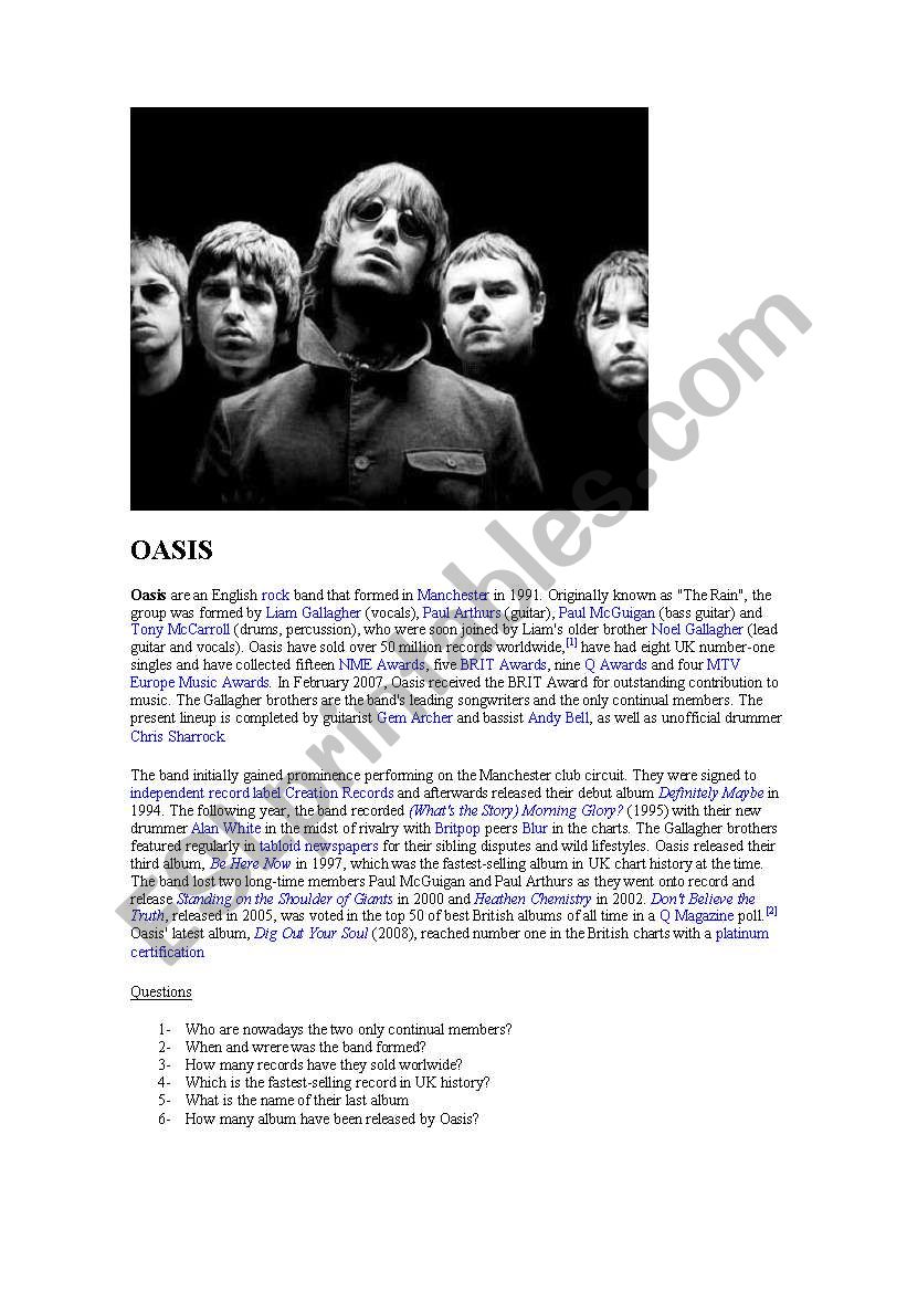 Oasis wonderwall (song and questions)