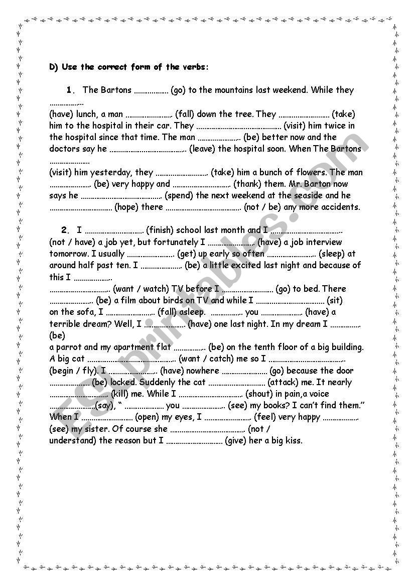 Mixed Tense Exercise worksheet