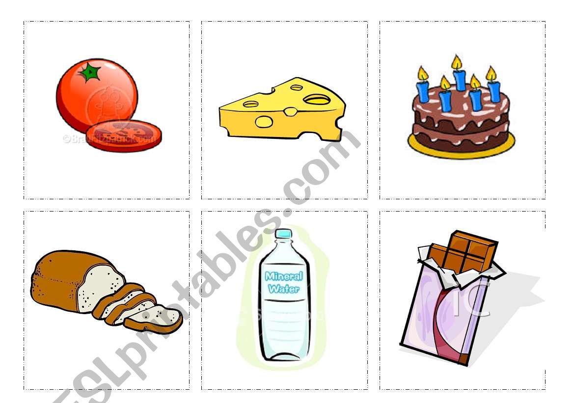 Food & drinks FLASHCARDS worksheet